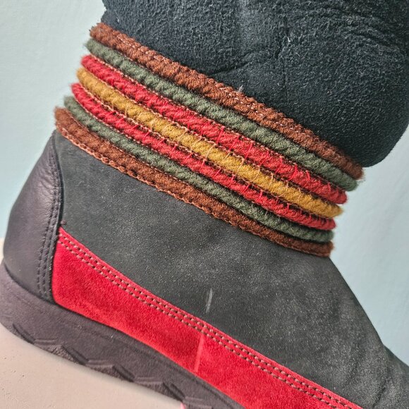 Vintage Cougar Leather Winter Snow Boots Shoe Canada Green mukluk Faux fur lined - Picture 8 of 11